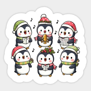 Festive Penguin Carolers Singing Christmas Cute Carols Sticker